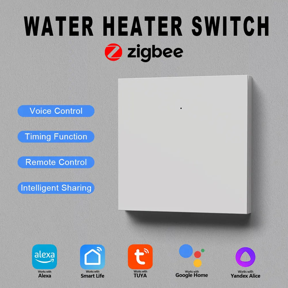 Zigbee Water Heater Large Button Switch Remote and Timer Control Tuya Smart Life App Compatible with Alexa and Google Home