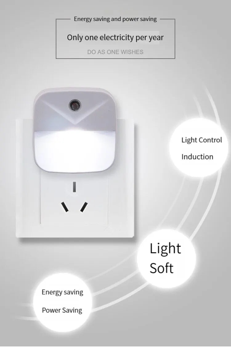 LED Night Light, EU Plug-in Smart Wireless Light Control Sensor Light, 220V Wall Light For Home Corridors, Bathrooms, Hallways