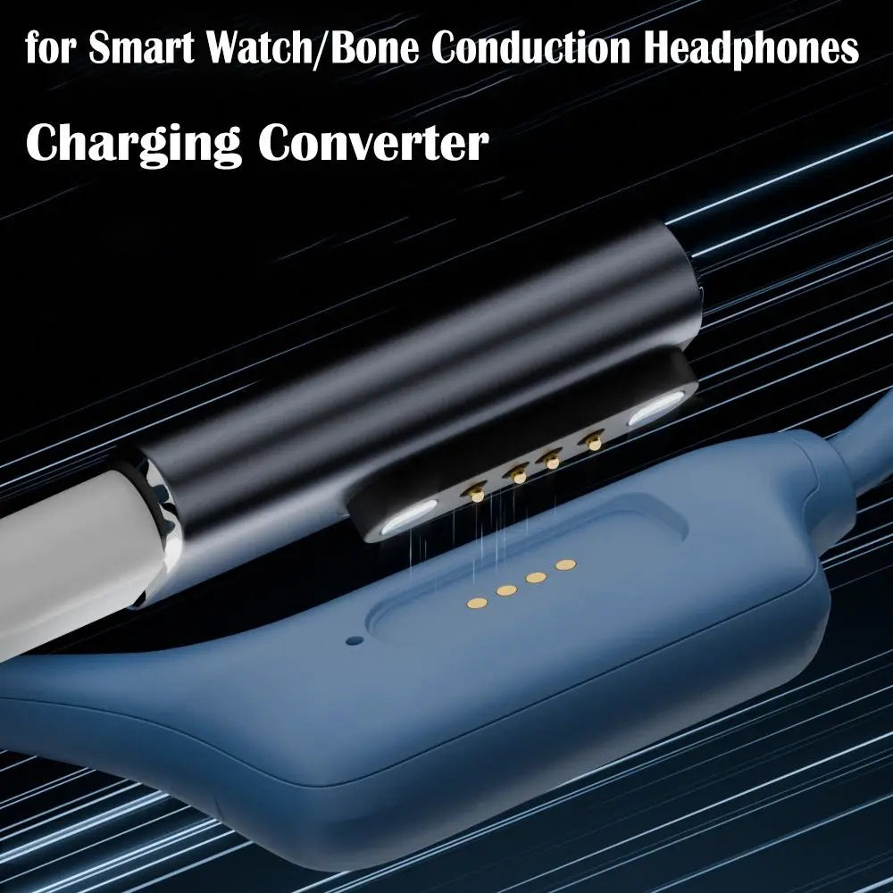 Suitable for Shokz devices bone transfer headset/smart watch charging adapter USB-C to 7.62MM 2-pin/4-pin magnetic charging port