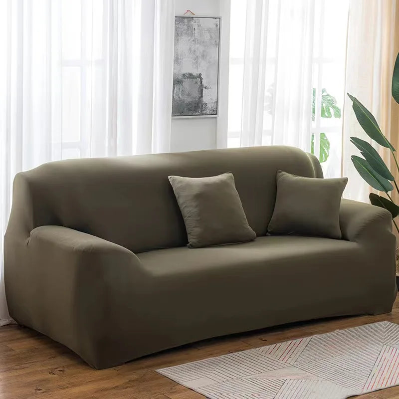 Solid Color 1/2/3/4 Seat Sofa Cover Stretch Milk Silk Fabric Couch Covers for Living Room Sectional Corner Settee Slipcovers 1PC