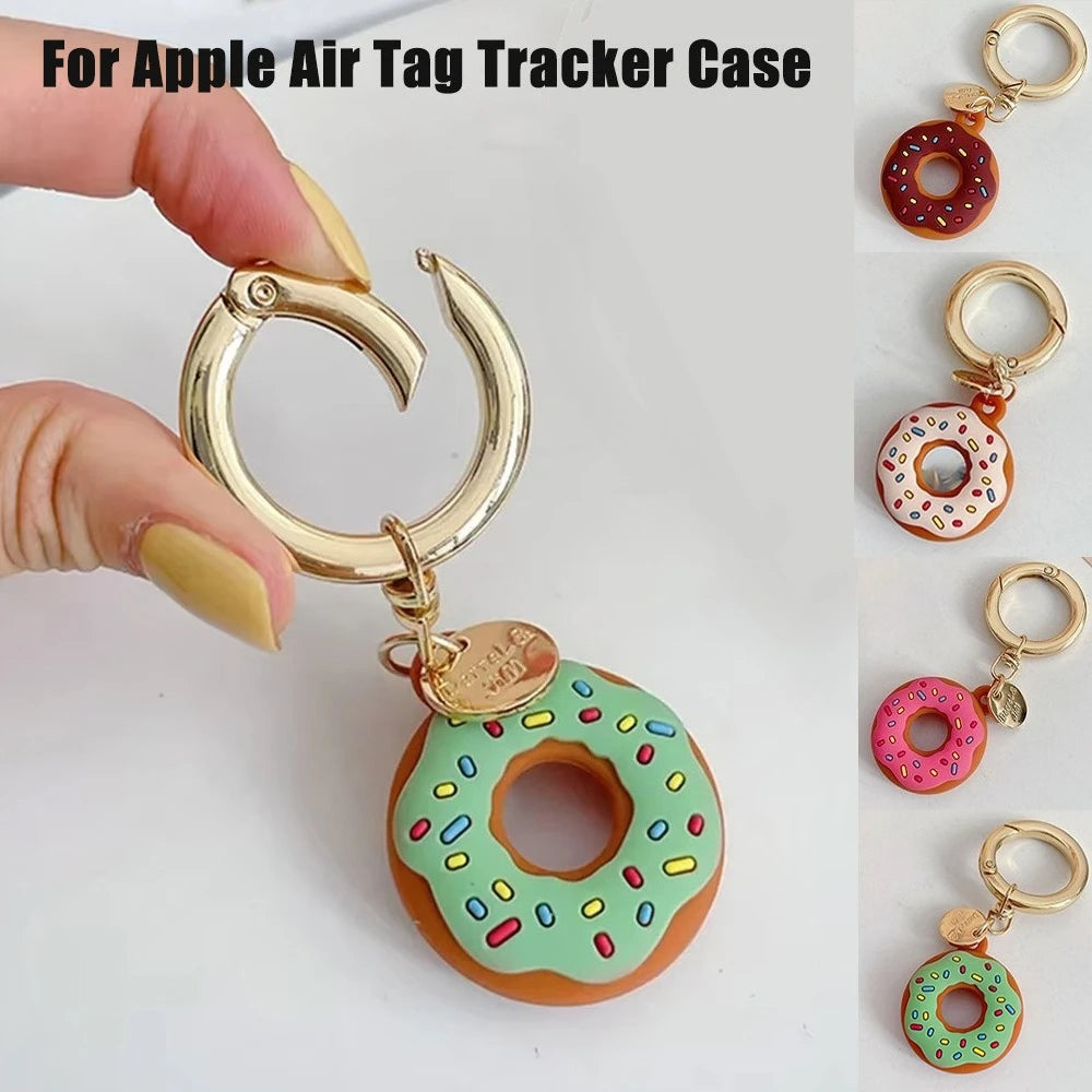 Silicone Case for Apple Air Tag Tracker Case Cartoon Donut Silicone Case for Apple Airtag Case Dog Collar GPS Finder Protective