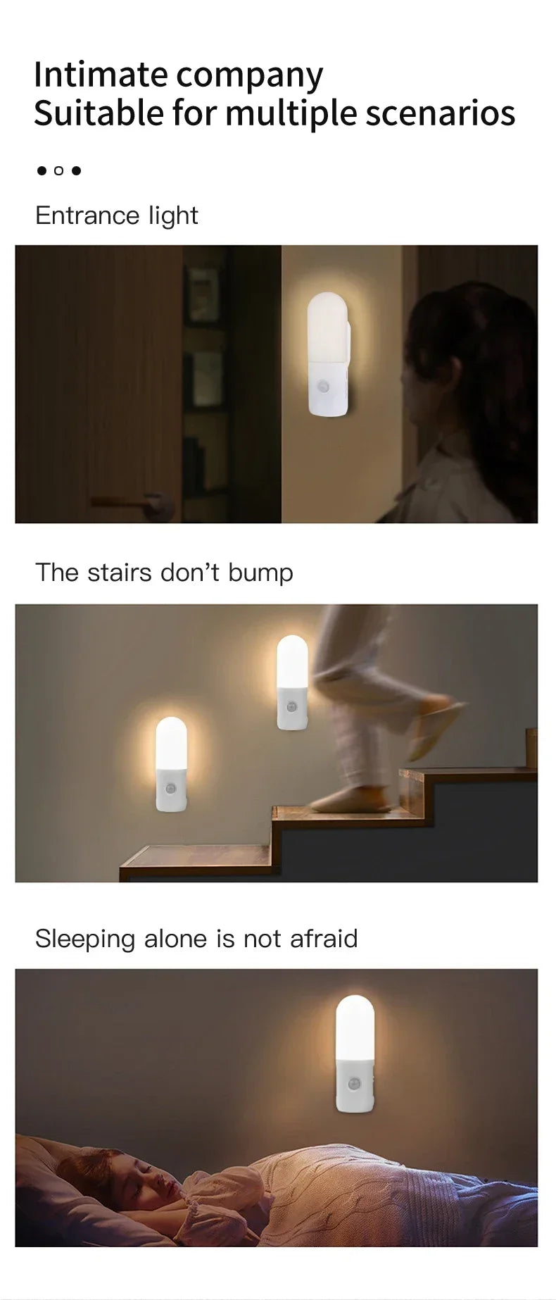 3 Colors Dimmable Spotlights 2 in 1 LED Night Light with Motion Sensor Rechargeable Magnetic Wall Lamp for Bedroom Hallway Stair