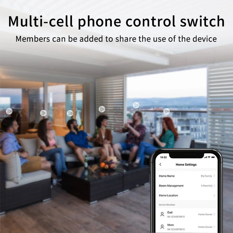 Smart Switches US Neutral Wire/No Neutral Wire Required 1/2/3/4 Gang Light WiFi Touch Switch Works with Tuya Smart Life App