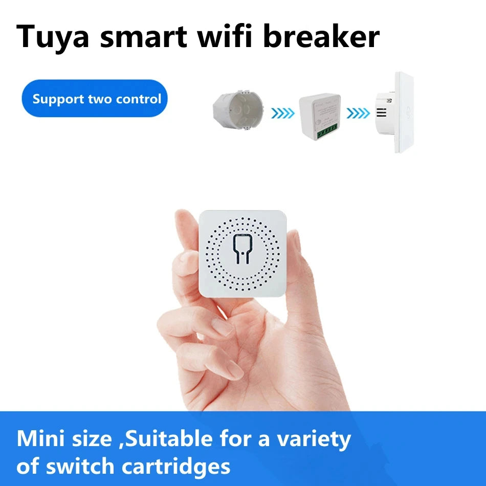 16A Two Way Control DIY WiFi Mini Smart Light Switch Tuya/Smartlife APP Remote Control for Alexa Google Home Automation