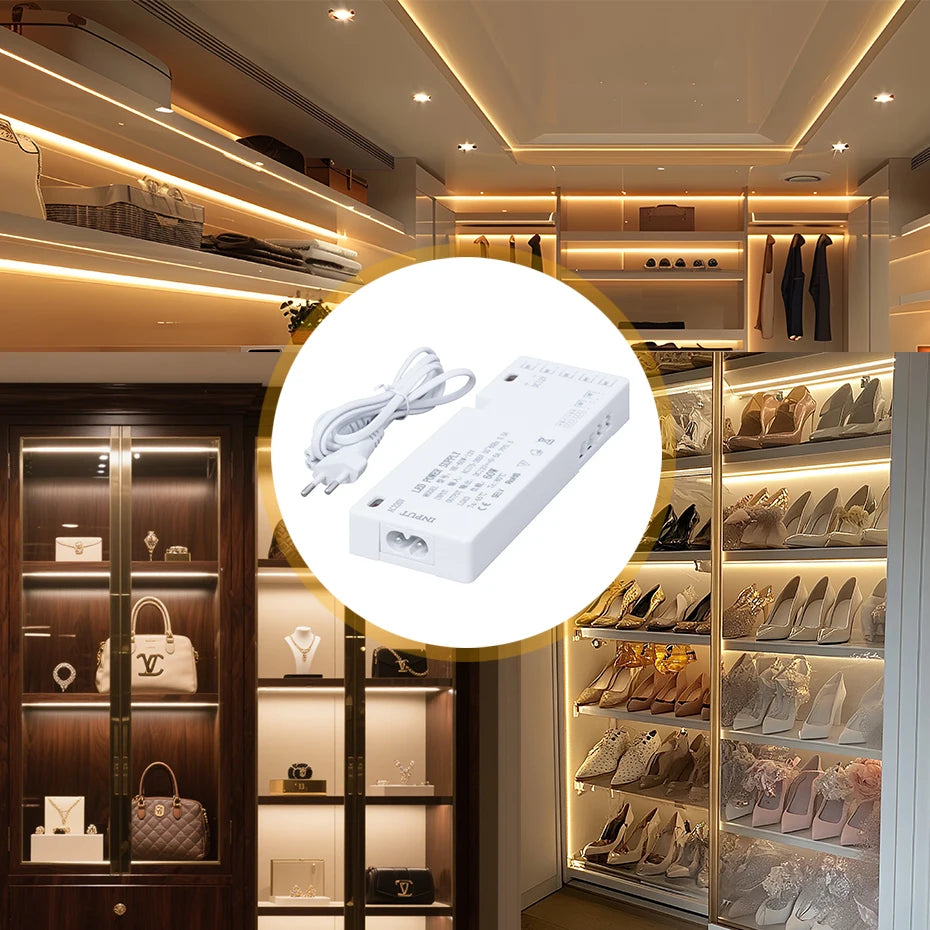 200W 150W 100W 60W 36W 24W LED Cabinet Light Strip Transformer AC220V to DC12V/24V for Home Wardrobe/Shelf with DuPont Port