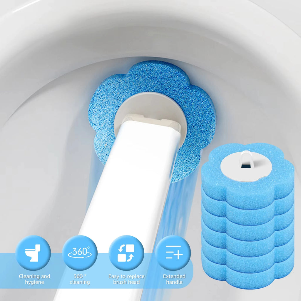 Upgrade Toilet Brush Kit with Disposable Replacement Heads, Long-Handle Hygienic Bathroom Cleaning Brush for Home WC Accessories