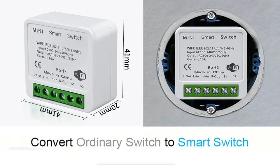 Tuya Smart WiFi Switch 16A 20A Breaker RF433Mhz Relay Module 2-way Control Smart Life APP Remote Support Alexa Google Home