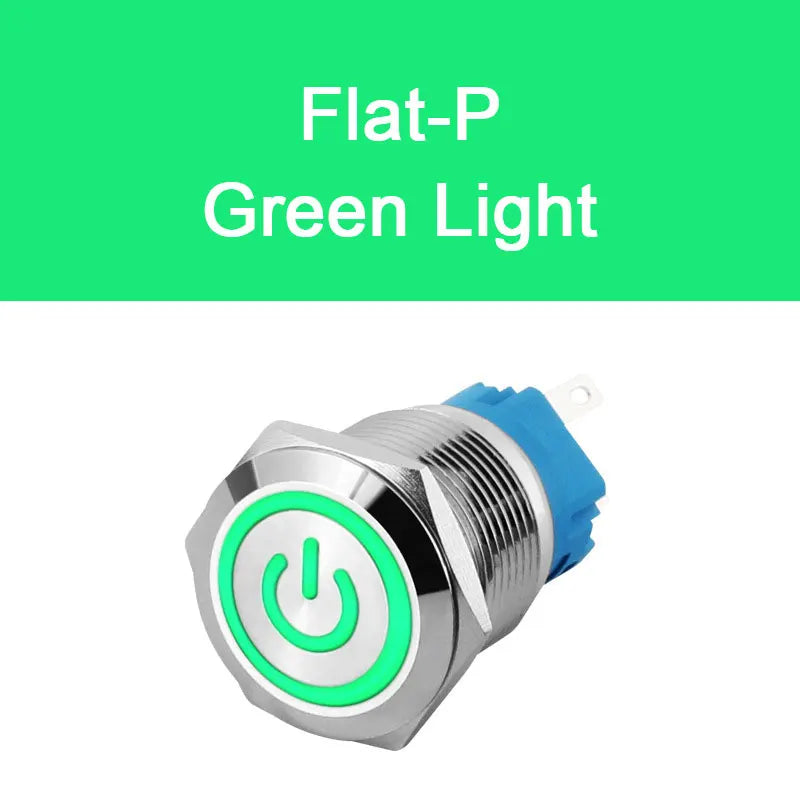 12mm 16mm 19mm 22mm metal push button on off switch power LED light Waterproof Flat circular button 3v 6v 12v 24v 110v 220v ip65