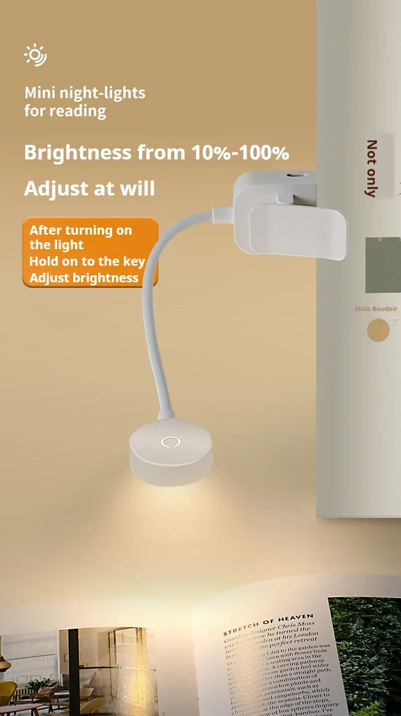 Mini LED Reading Book Light Table Lamp 3 Modes Adjustable Eye Protection Clip-On Study Reading Lamp for Travel Bedroom Book