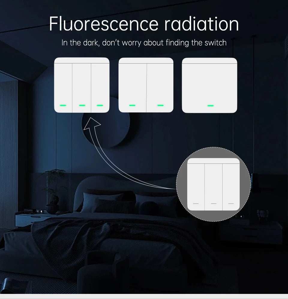 SIXWGH Wireless Light Switch Set 1/2/3Gang 433Mhz Push Button Home Remote Controller 10A 110V 220V For Led Light Lamp