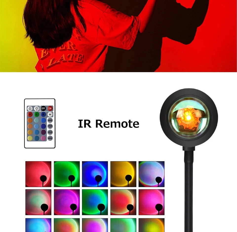 Sunset Projector Lamp Bluetooth Night Light Rainbow Atmosphere Light Room Decor Background Wall Decoration Bedroom Table Lamp