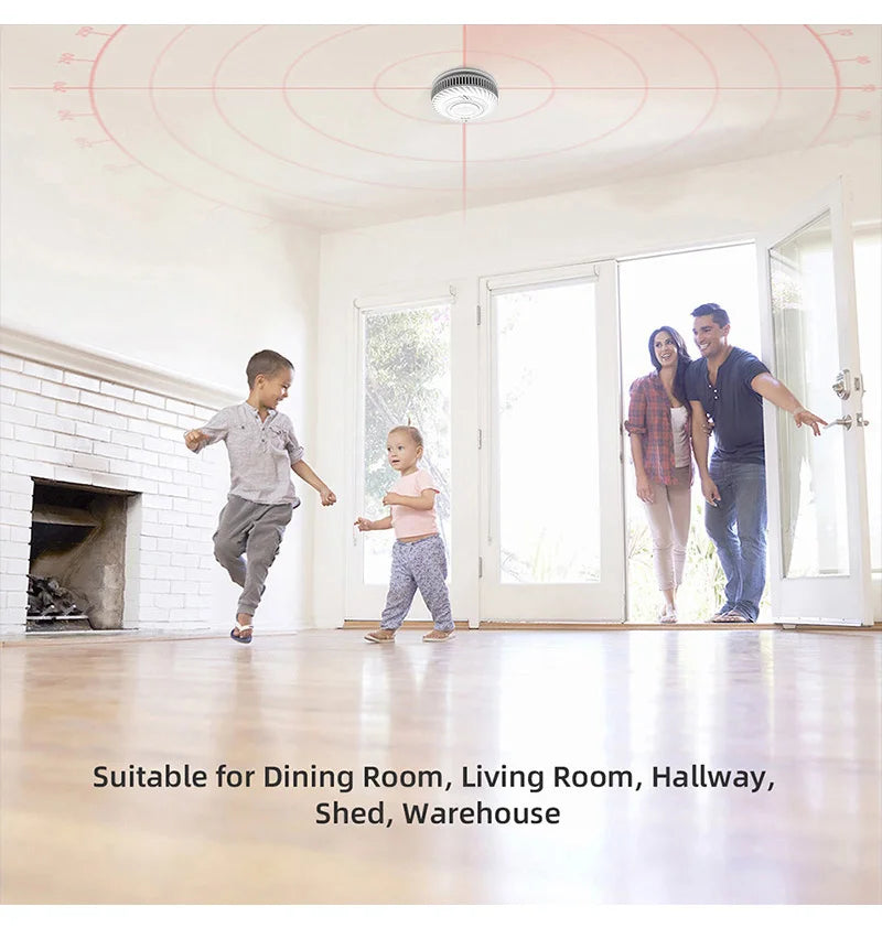 WiFi Tuya Smart Smoke Detector With Built-in 10 Year Lithium Battery For Parlor Room Kitchen Shop Fire Inspection Alarm Sensor