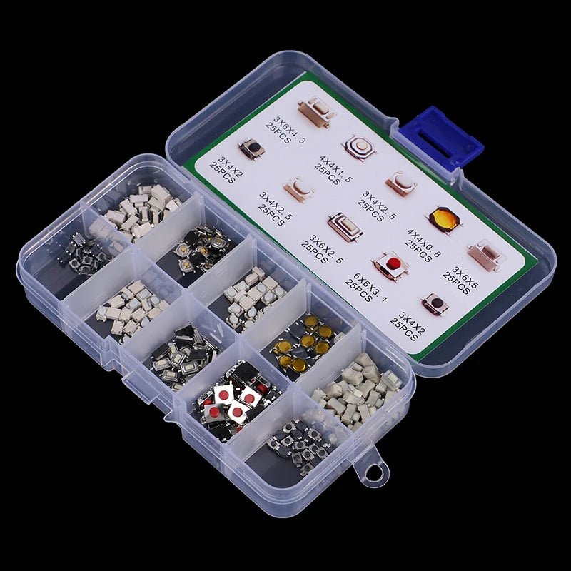 250Pcs/Box Car Remote Control Tablet Micro Momentary Keys Button 10 Model Tactile Push Button Switch Kit Touch Microswitch New