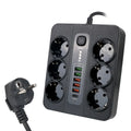 Extension Socket With Safety Switch Power Strip For Office Home EU Plug 3000W 2M Cable Overload Protection USB Type C Ports