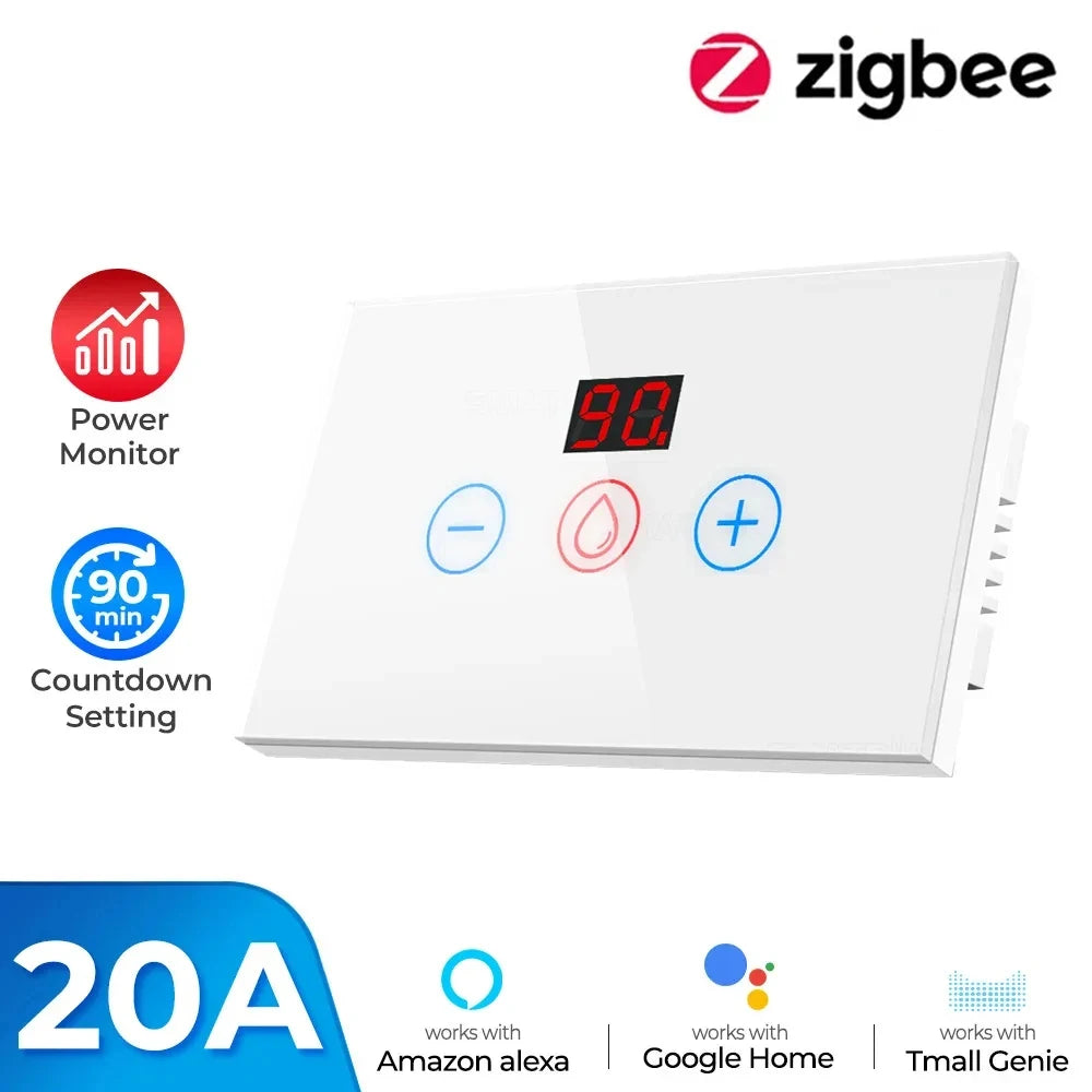Tuya EU US WiFi/zigbee Smart Water Heater Boiler Switch With Power Monitor Smart Life Control Works With Alexa Alice Google Home