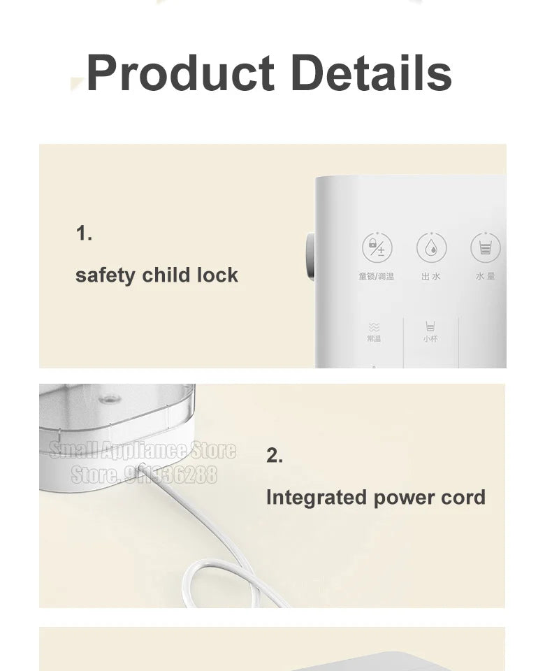 JMEY Instant Heat Water Dispenser Portable Home Office Tea Maker Two Water Filling Methods Water Heater Desktop Water Purifier