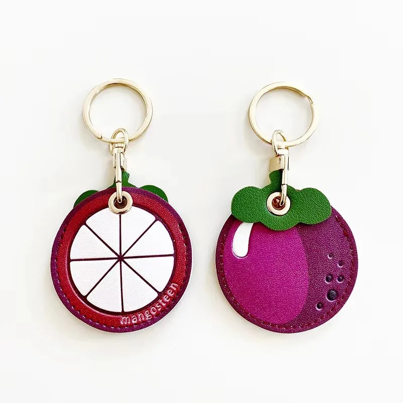 Leather Keychain Holder Case for Apple AirTag Cute Protective Air Tag Cover Keychain Ring Anti-Scratch Finder GPS Tracker Case