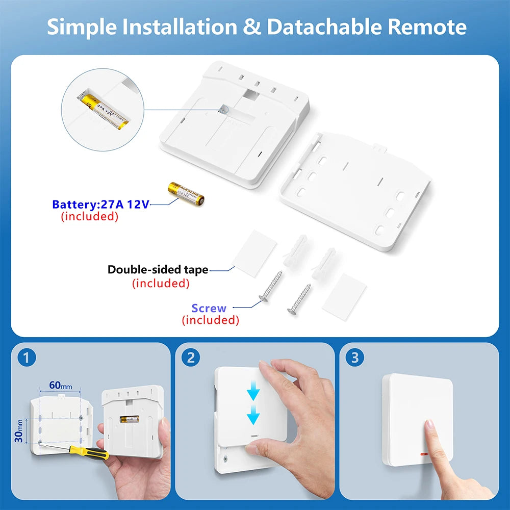 433MHz Smart Light Switch AC 110V 220V Receiver and 1/2/3Gang 86 Wireless Push Button Switch Transmit 50m for Home Improvement