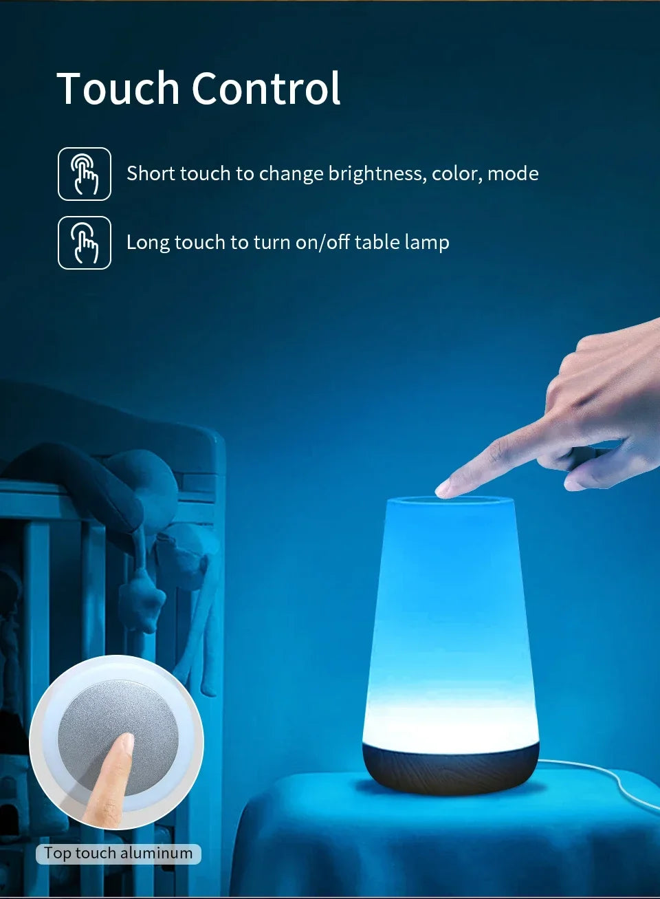 TUYA WiFi Night Light LED Smart Touch Bedside Lamp USB Charging Table Lamp Dimming Night Lamp Room Decor Lamp  Alexa Google Home