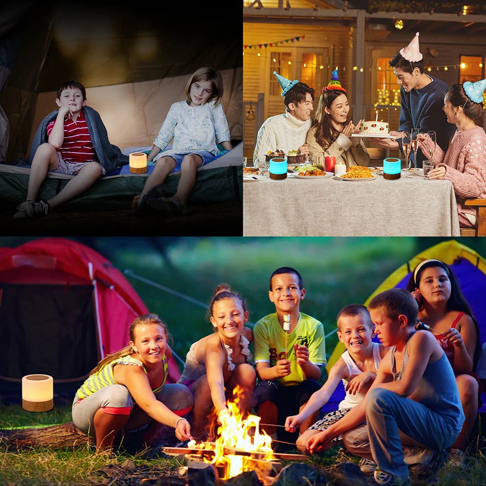 RGB Night Lamp Camping Light Atmosphere Night Lights Bedside Lamps Color Changing Tent with Remote Touch Control for Bedroom Dec