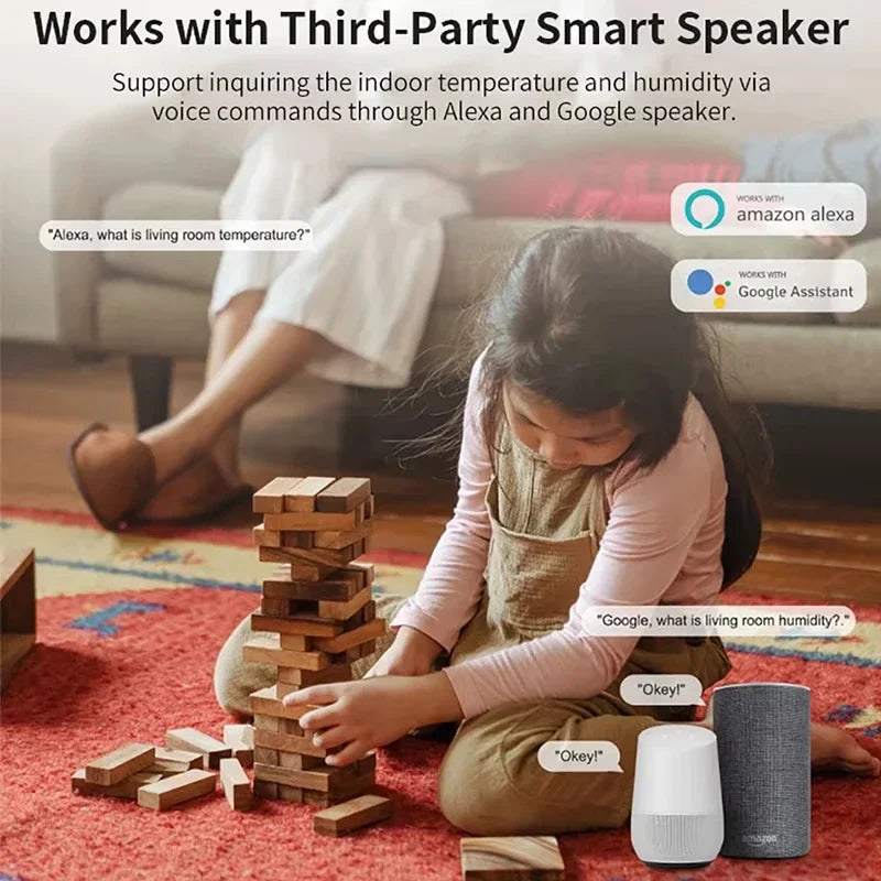 Zigbee/WIFI Tuya Smart Temperature Humidity Sensor Thermometer Hygrometer APP Remote Alarm Zigbee2Mqtt Google Assistant Alice