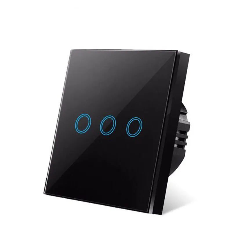 EU Touch Switch LED Crystal Glass Panel Wall Lamp Light Switch 1/2/3 Gang AC100-240V LED Sensor Switches Interruttor
