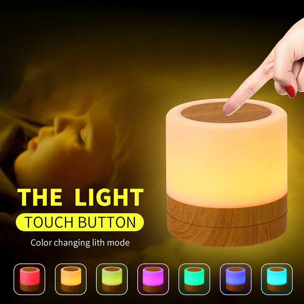 RGB Night Lamp Camping Light Atmosphere Night Lights Bedside Lamps Color Changing Tent with Remote Touch Control for Bedroom Dec
