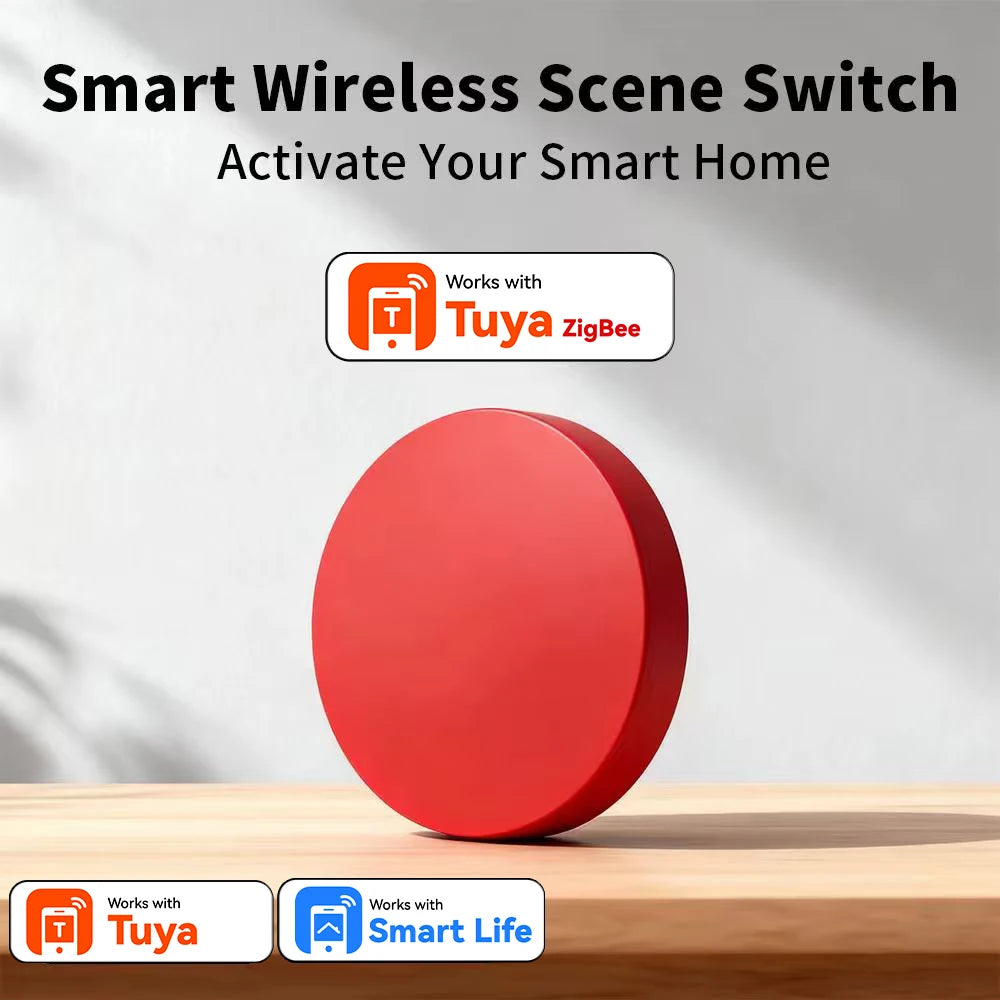 Smart Button Scene Switch 3-Actions Wireless Button Zigbee Smart Life App Remote Control For Google/Alexa Wait Voice Home Office
