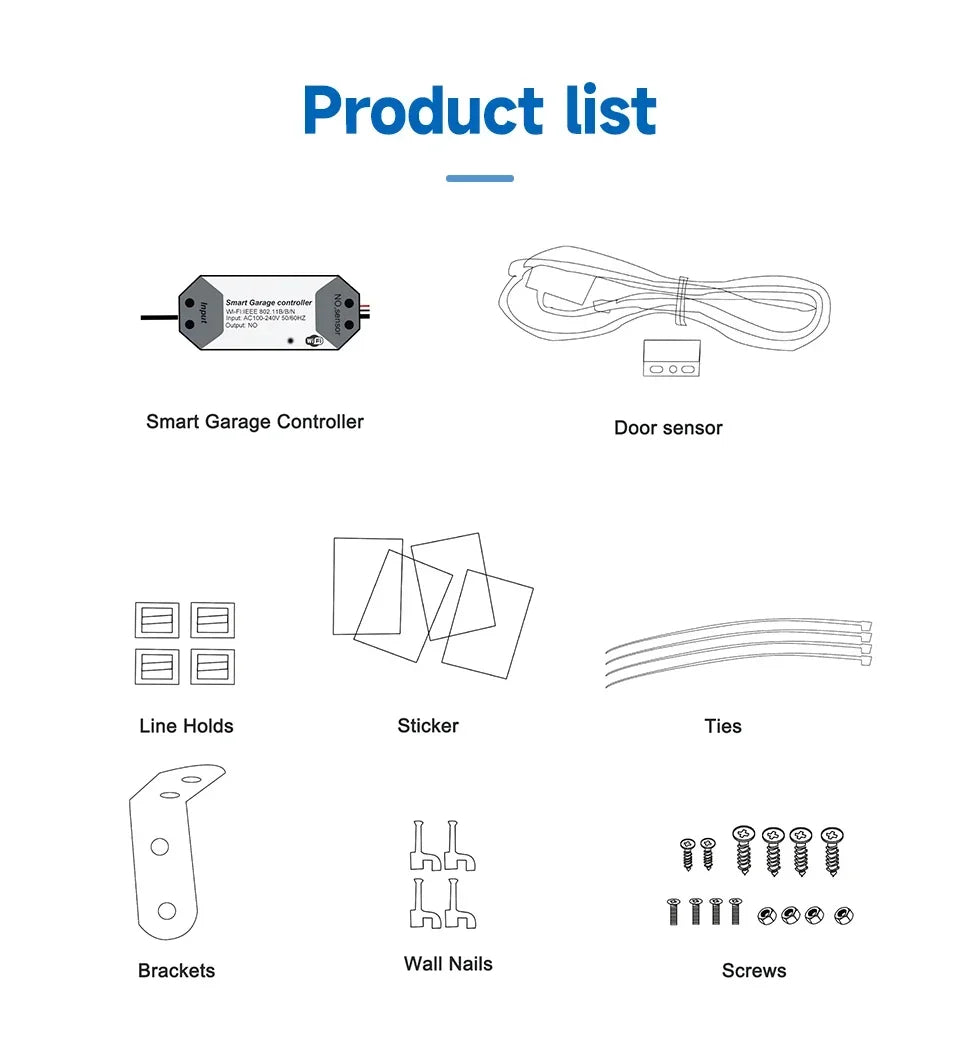Tuya WiFi Switch Smart Garage Door Opener Controller Smart Home Module Smart Life APP Remote Control Supports Alexa Google Home