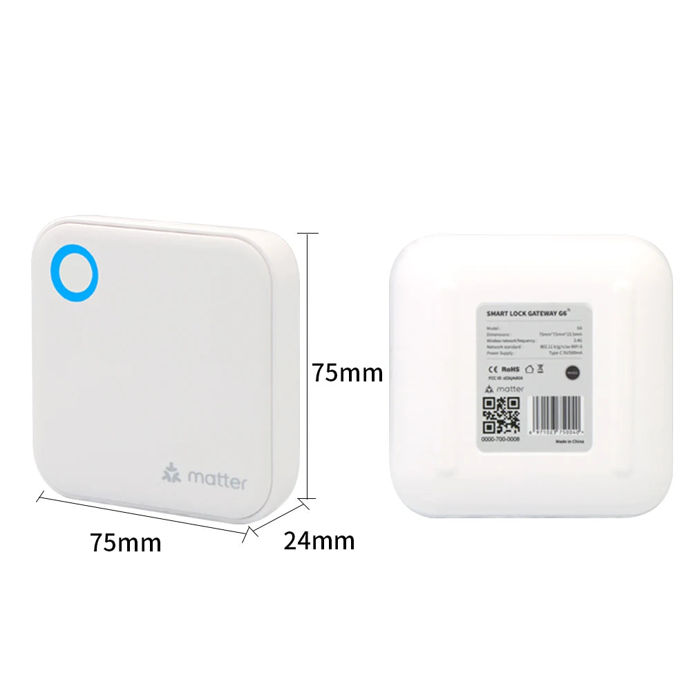 TTLOCK Matter Gateway G6 Bluetooth to Wifi Smart Home Hub 2.4G WiFi Compatible With TTlock App Apple Home Control for Door Locks