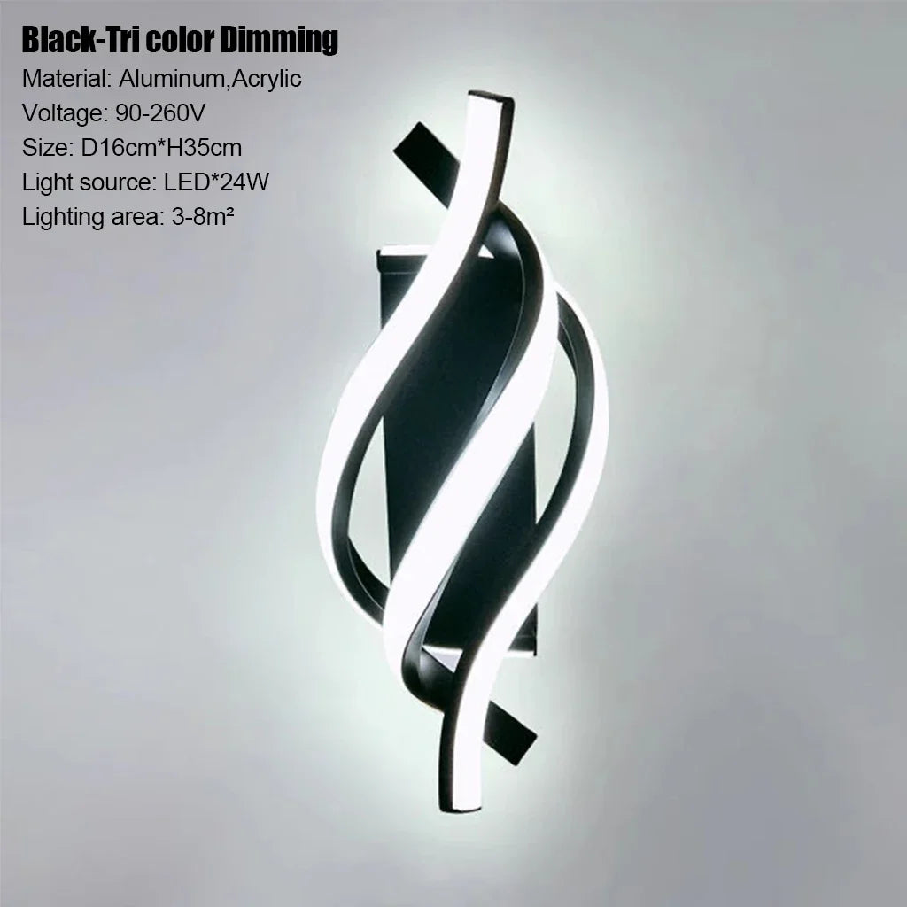 Modern 3 colors LED Wall Lamp Minimalist Black White Line Decor Lights For Bedroom Bedside Backwall Stairway Aisle Illumination