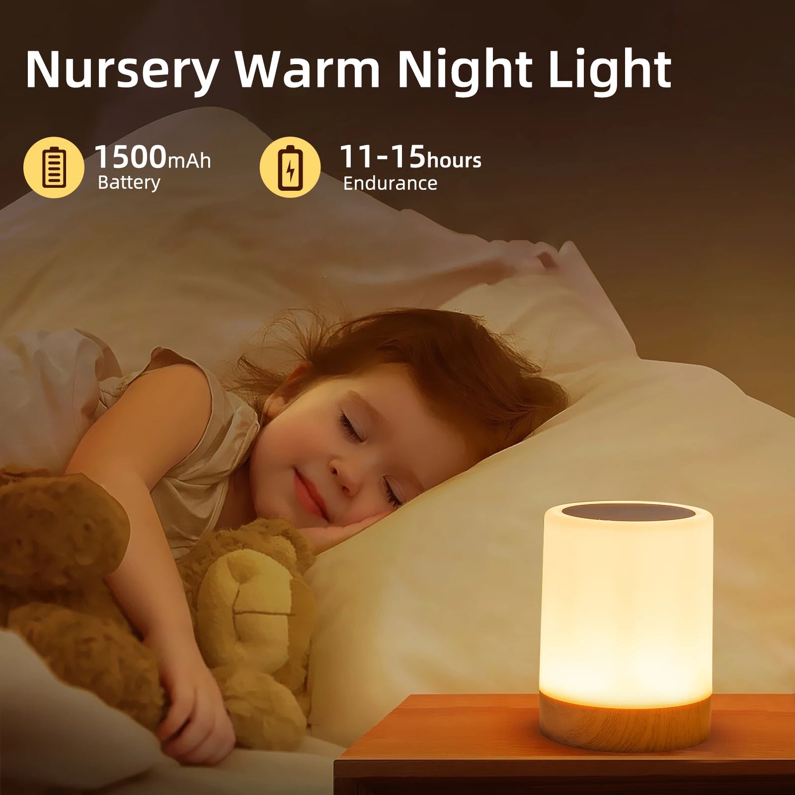16 Colors Night Light Smart Touch Bedside Table Lamp RGB USB Rechargeable Desk Lamp Bedroom Decoration Gift Dining Table Light