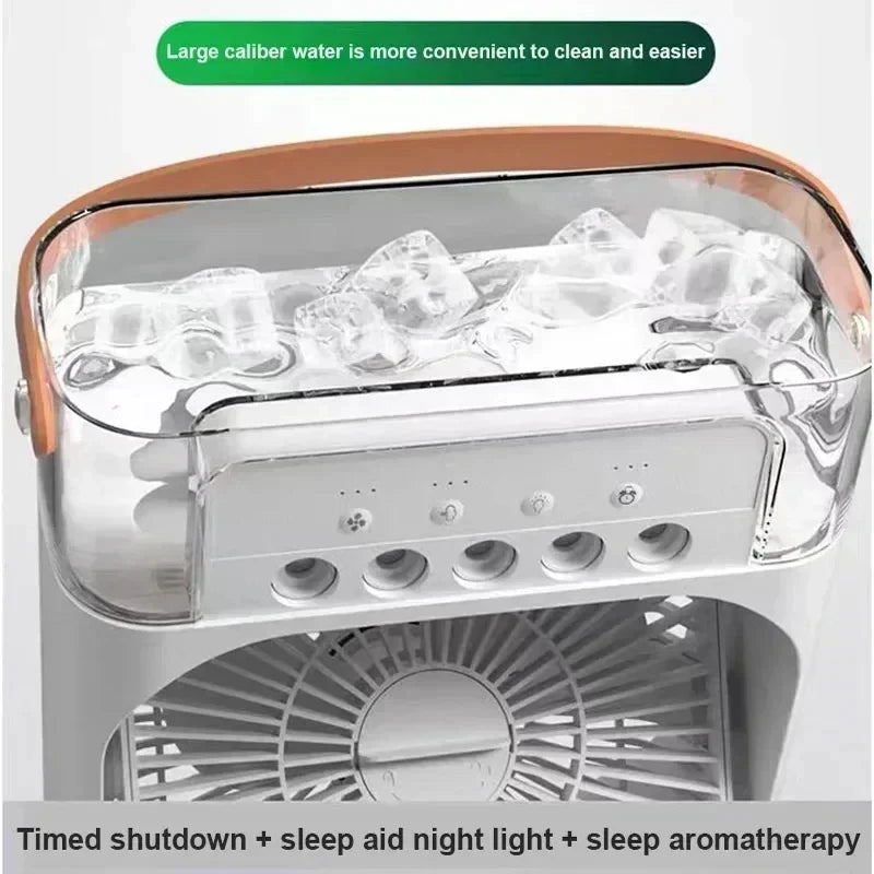 2026 3 In 1 Mini Air Cooler LED Night Light Humidifier Portable Cooling Device For Home Office Desktop Air Refreshing Appliance