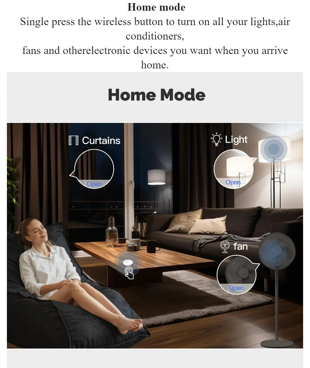 Smart Scene Switch Wireless Zigbee Tuya, Mini Remote Control for Smart Life, Create 3 Scenes, Perfect for Bedroom Kitchen