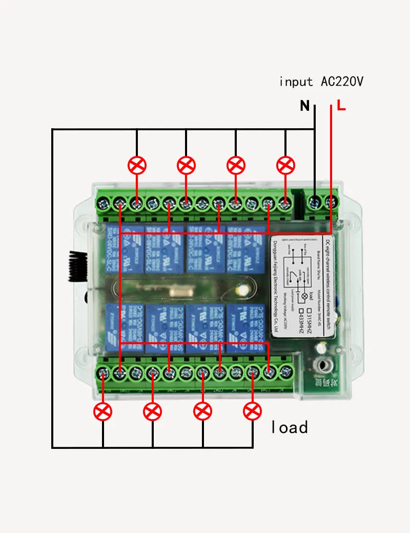 8 channel wireless rf remote control switch 12v /24v/36v/220VRemote Cont wireless remote motor control switch