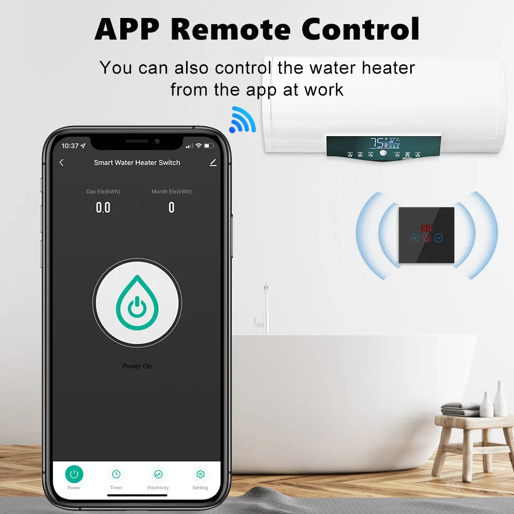 Tuya EU US WiFi/zigbee Smart Water Heater Boiler Switch With Power Monitor Smart Life Control Works With Alexa Alice Google Home