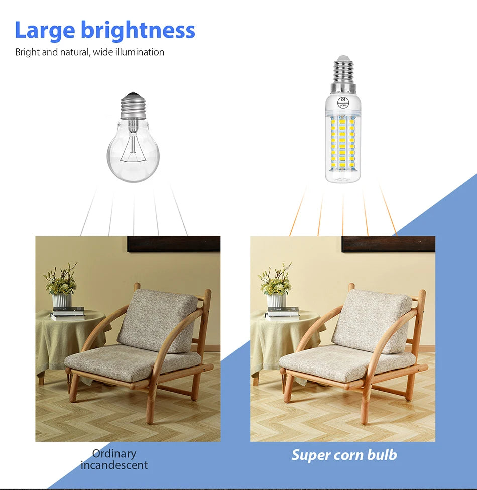 15W E27/E26 LED Corn Bulb AC220V E14 Ceiling Lamp GU10 Chandelier B22 Spotlight G9 Balcony Home Office Meeting Indoor Lighting
