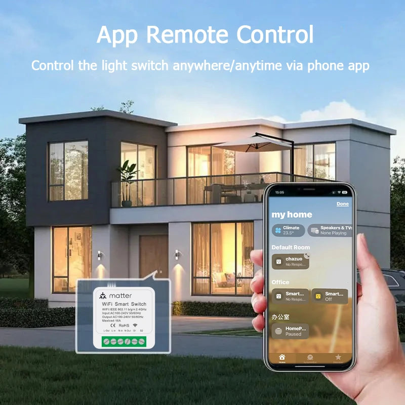 WiFi Matter Smart Switch Universal Breaker 16A Light Switch Smart Home Work with Homekit Alexa Google Assistant EWelink APP