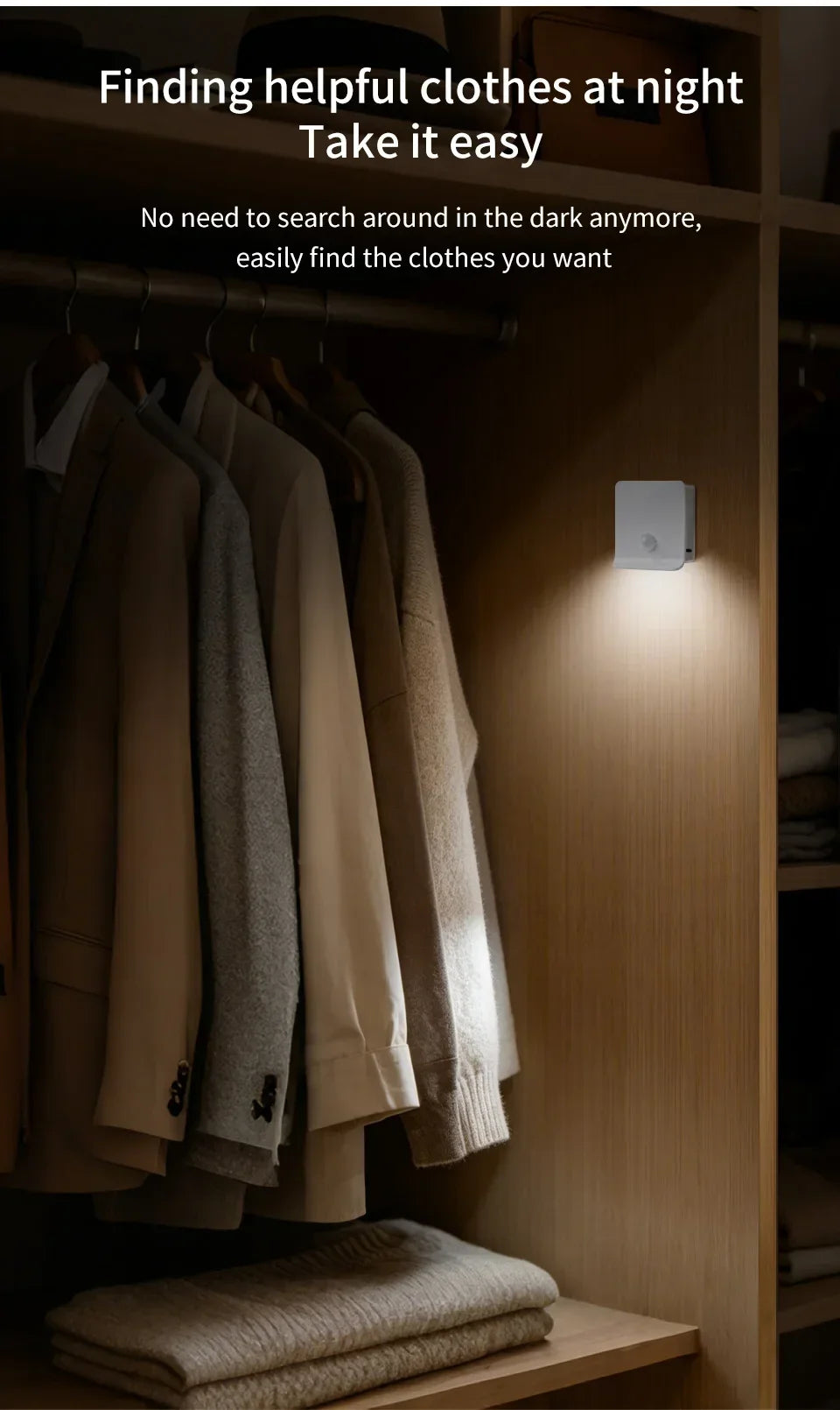 Motion Sensor Light Rechargeable Night Light Inductor Lights Kitchen Stairs Hallway Closet Bedroom Decoration Security Lighting