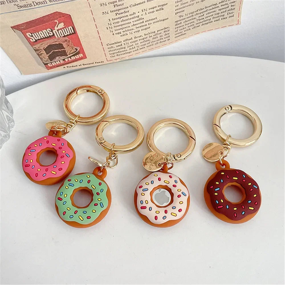 Silicone Case for Apple Air Tag Tracker Case Cartoon Donut Silicone Case for Apple Airtag Case Dog Collar GPS Finder Protective