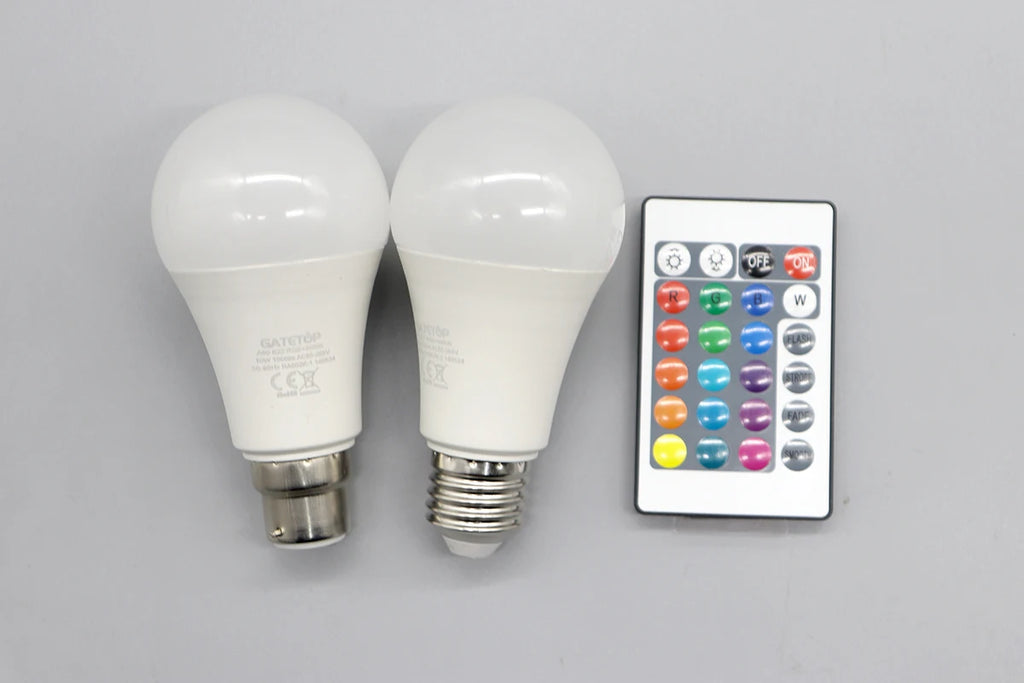 1-10pcs RGB Dimmable Bulb E27 B22 110V 220V Lamp Smart 24 Key Remote Control RGBW Light Dimming Bulbs for Livingroom