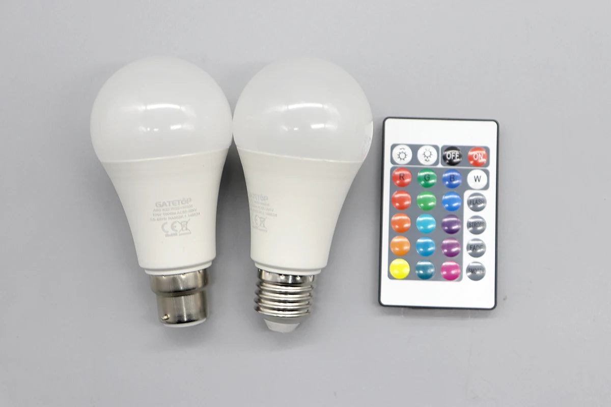 1-10pcs RGB Dimmable Bulb E27 B22 110V 220V Lamp Smart 24 Key Remote Control RGBW Light Dimming Bulbs for Livingroom