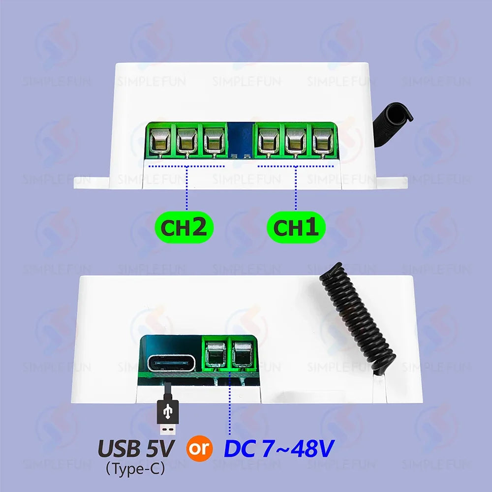Tuya WiFi RF433mhz Motor Remote Control Switch 2 CH DC 12V 24V DIY Switch/Garage Door Opener/Motor,Work with Alexa Google Home