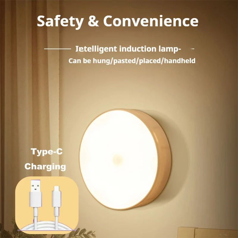 LED Night Lamp Human Body Sensor Automatic Lighting Type-C Charging Wireless Magnetic Magentic Night Light Smart Light Bathroom