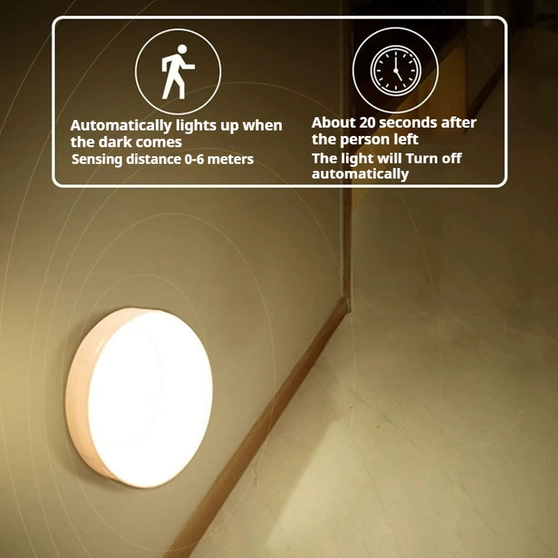 LED Night Lamp Human Body Sensor Automatic Lighting Type-C Charging Wireless Magnetic Magentic Night Light Smart Light Bathroom