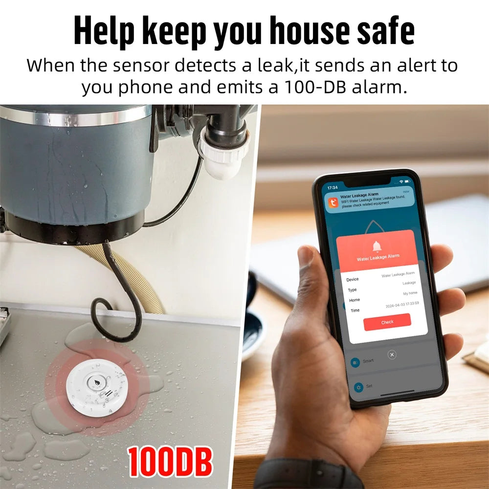 Fuers Water Leakage Detector Smart Home Alarm Tuya Smart Water level Sensor Home Alarm System Water Leak Security Alarm System