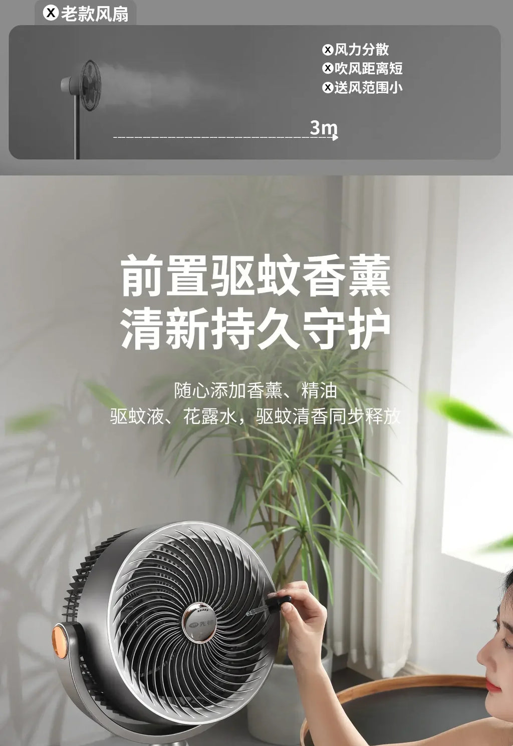 Smart Voice Control Tower Fan with Aromatherapy Energy Saving 12H Timer Adjustable Stand Pure Copper Motor Air Circulator