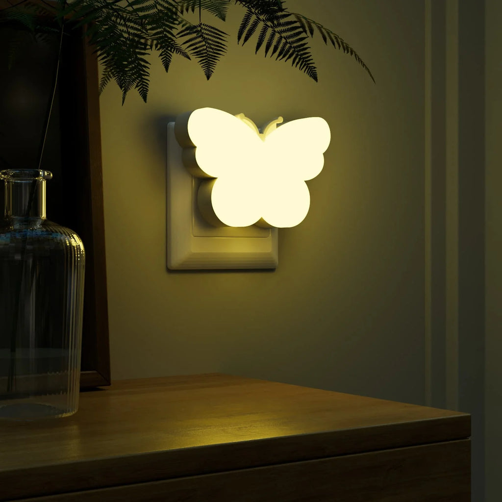Butterfly Shape Night Lights LED Light Sensor Night Lights Plug in Auto on/Off for Kids Bedroom Stair Hallway Bedhead Night Lamp