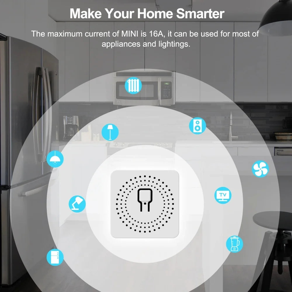 Tuya WiFi Smart Switch 2-way Control 16A 20A Wireless Mini Breaker Smart Life APP Voice Control Works with Alexa Google Home