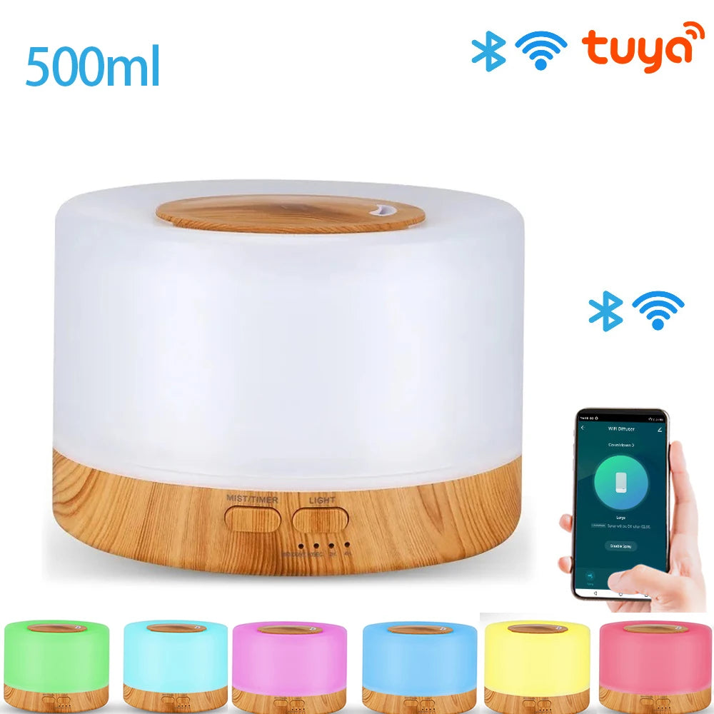 WiFi Smart 550ML Electric Aroma Diffuser Essential Oil Diffuser Air Humidifier Ultrasonic Remote Control Mist Maker Home